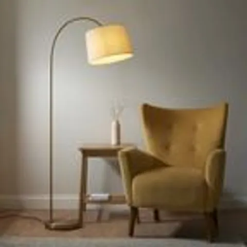 BOXED ENDON CARLSON FLOOR LAMP BRASS & NATURAL SHADE