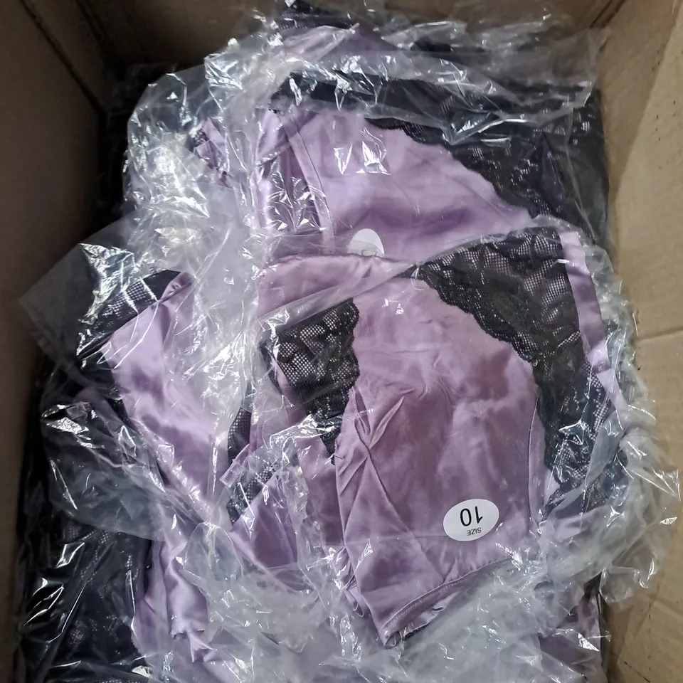 BOX OF APPROX 30 ASSORTED PURPLE LONG NIGHTIES - SIZES VARY 