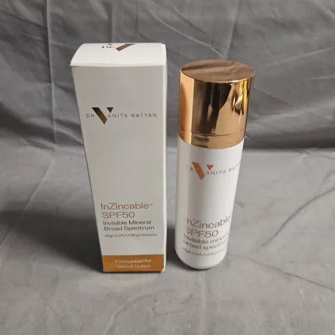 DR. VANITA RATTAN INZINCABLE SPF50 INVISIBLE MINERAL BROAD SPECTRUM SUNSCREEN 120ML – BOXED