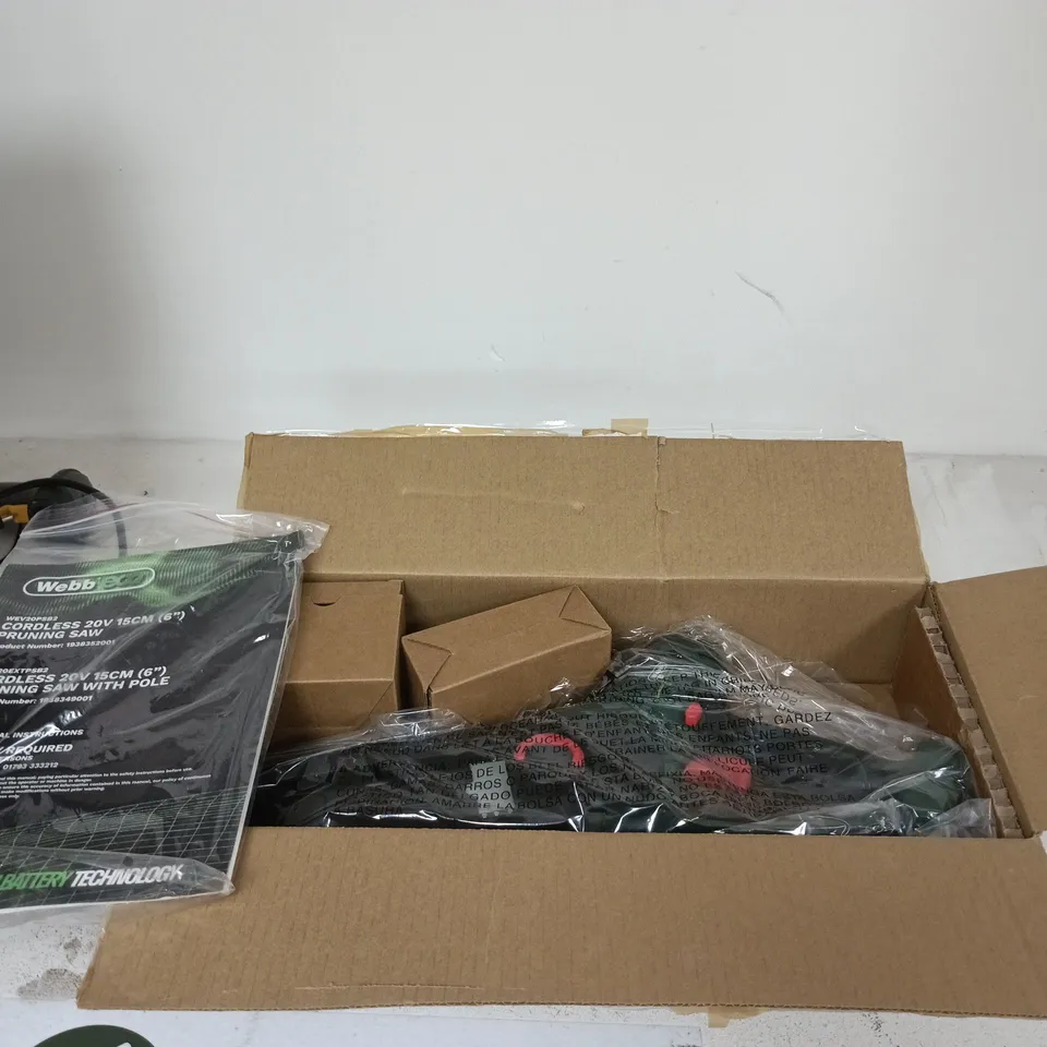WEBBEX CORDLESS 20V PRUNING SAW WITH POLE – 15CM (6") BLADE, INSTRUCTION MANUAL INCLUDED