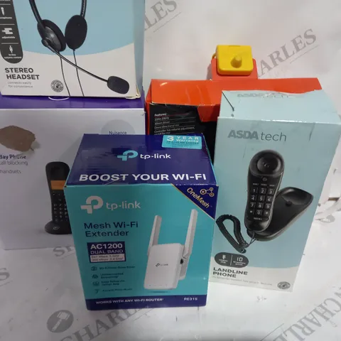 LOT OF ASSORTED ITEMS TO INCLUDE - BT HOUSE PHONE - TP-LINK - HEADPHONES