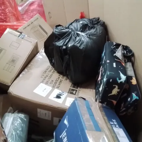 PALLET OF ASSORTED HOUSEHOLD GOODS AND PRODUCTS TO INCLUDE;AIR COOLER,DINOSAUR CUSHION,DOG HARNESS