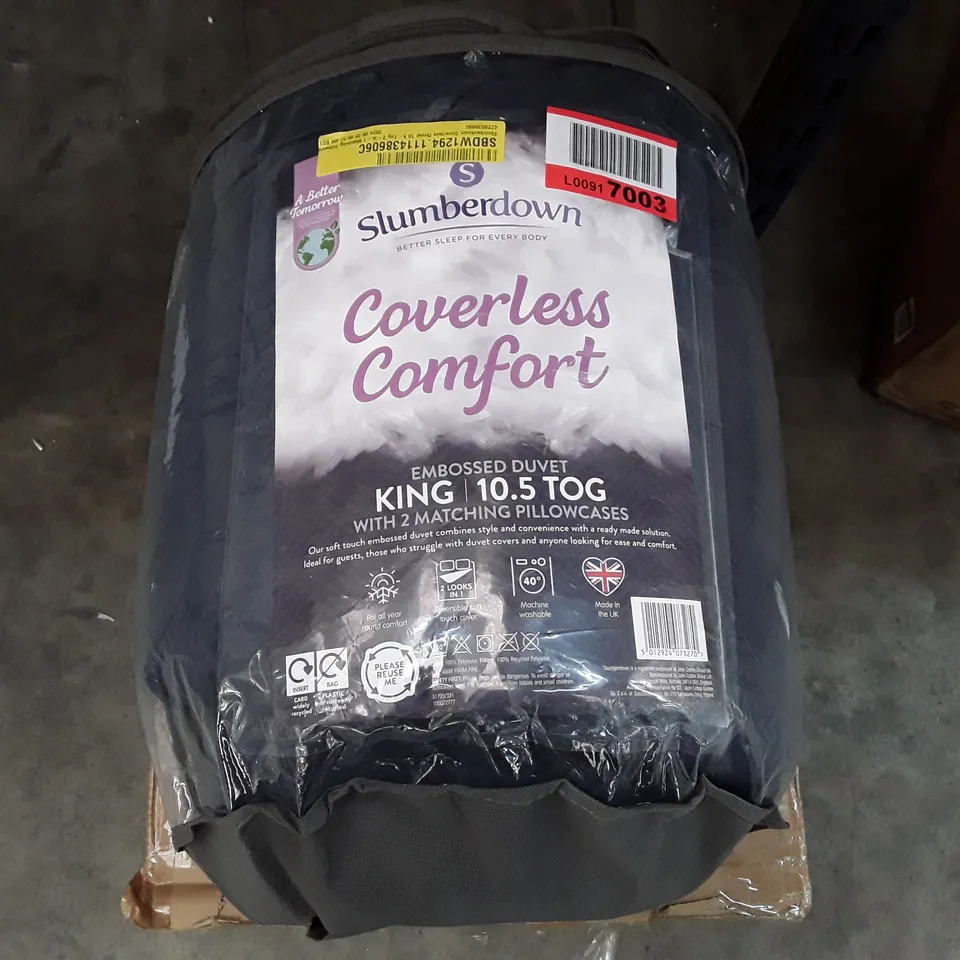 SLUMBERDOWN COVERLESS DUVET 10.5 - TOG 2IN1 MATCHING PILLOWCASE // SIZE: KING