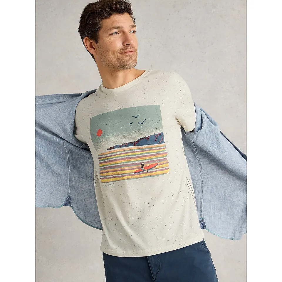 WHITE STUFF MEN'S GRAPHIC TEE MEDIUM