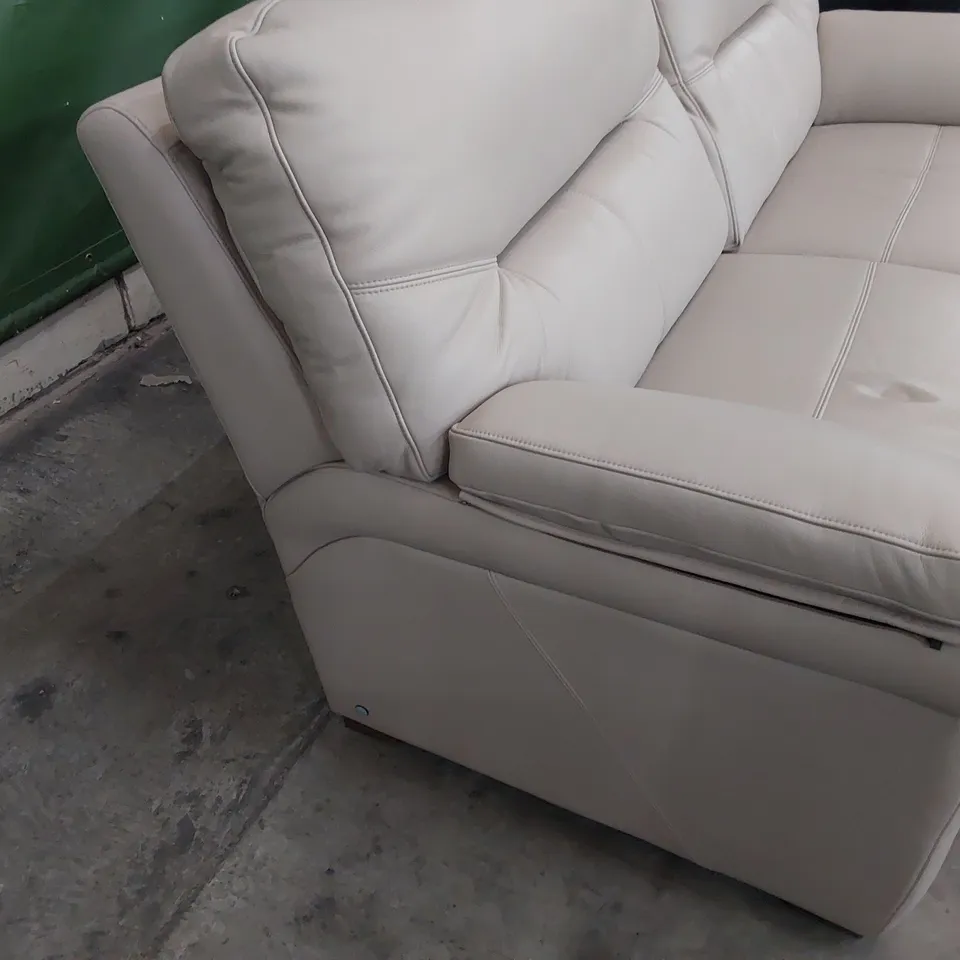 QUALITY BRITISH DESIGNER G PLAN SEATTLE THREE SEATER SOFA CAPRI PUTTY LEATHER 