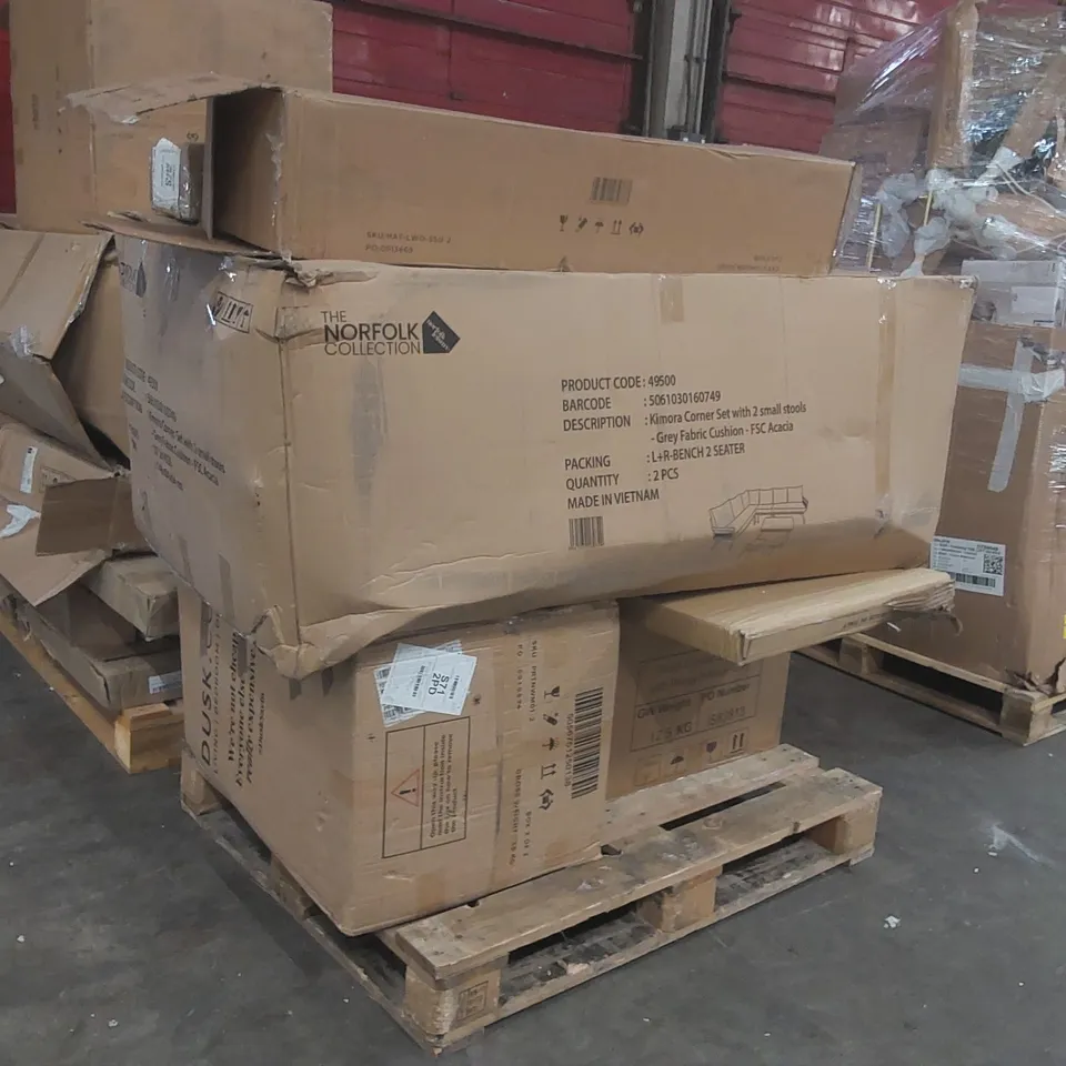 PALLET CONTAINING A LARGE QUANTITY OF ASSORTED FURNITURE PARTS ECT