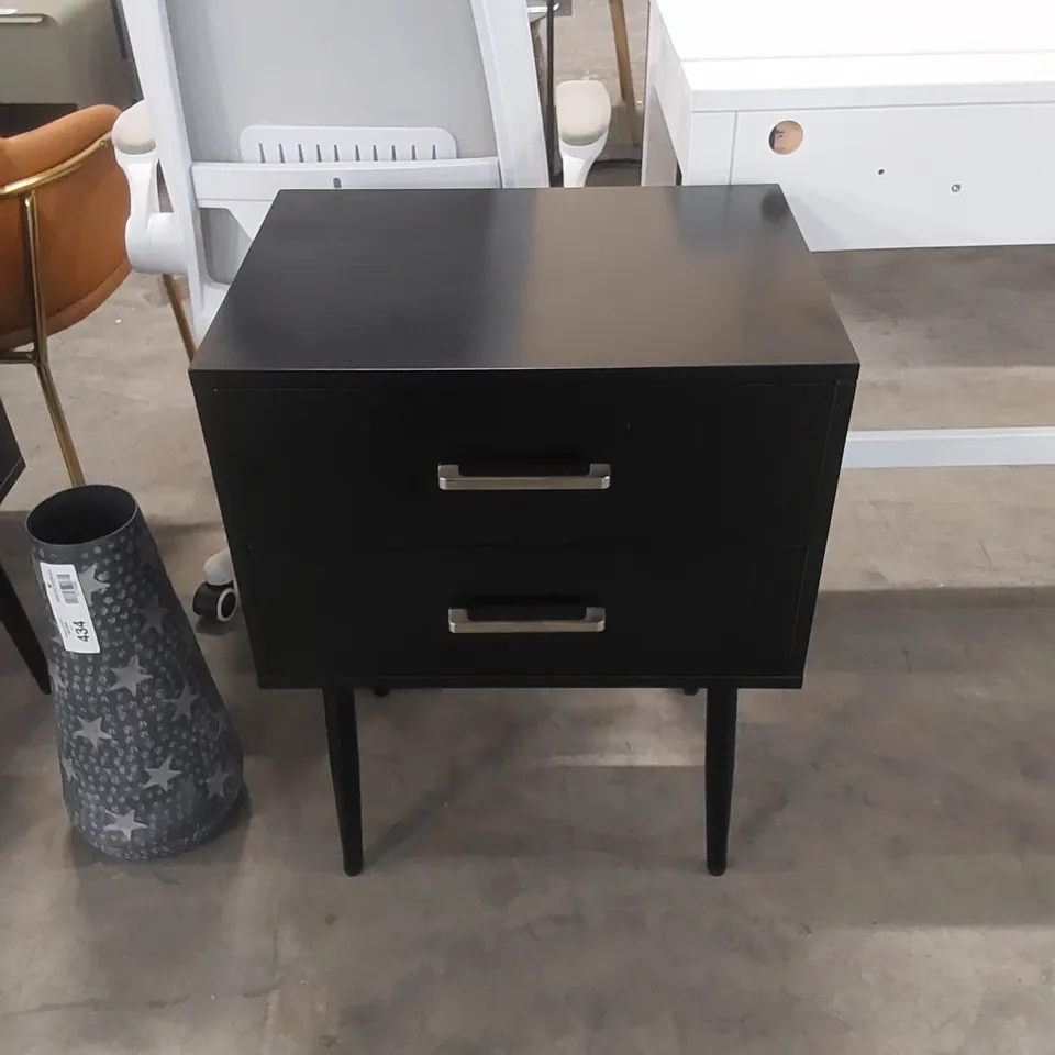 DESIGNER 2-DRAWER BEDSIDE TABLE - BLACK