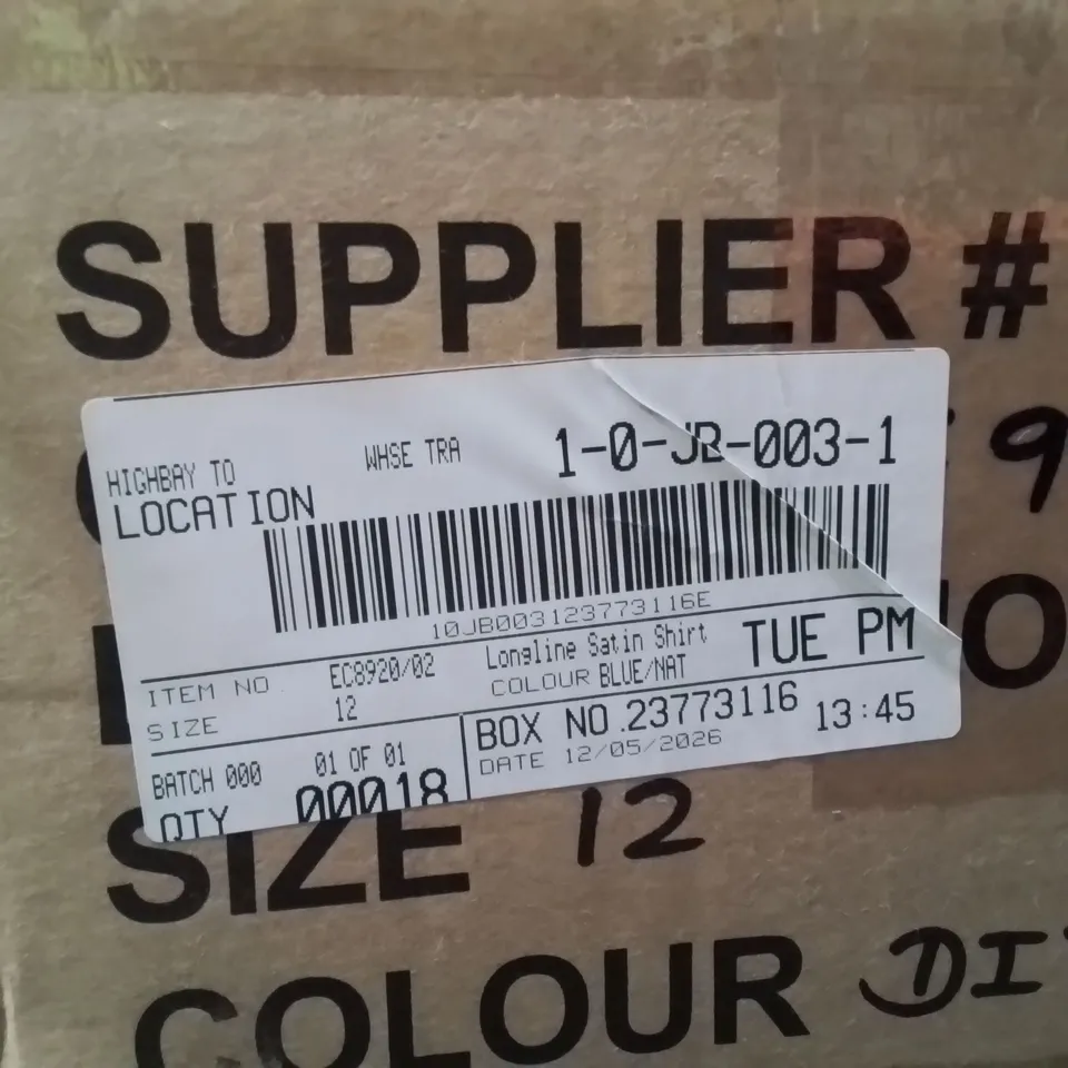 BOXED BRAND NEW APPROXIMATELY 18 SIMPLY BE LONGLINE SATIN SHIRT BLUE/NATURAL SIZE 12