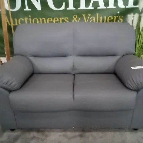QUALITY DESIGNER 2 SEATER SOFA - DARK GREY LEATHER
