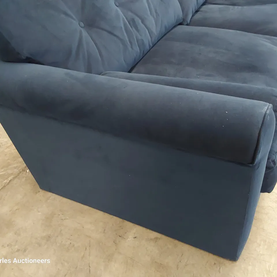 QUALITY BRITISH DESIGNER LOUNGE Co. THREE SEATER SOFA PLUSH NAVY FABRIC 