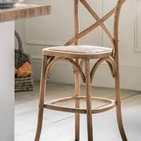 BOXED GALLERY DIRECT SET OF 2 CAFE STOOL OAK & RATTAN (1 BOX)