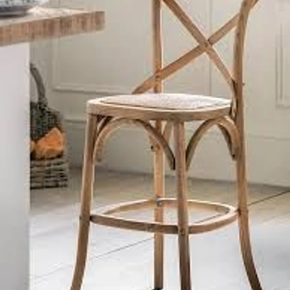 BOXED GALLERY DIRECT SET OF 2 CAFE STOOL OAK & RATTAN (1 BOX)
