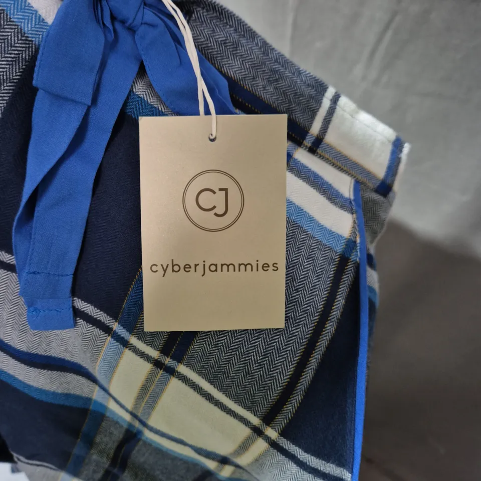CYBERJAMMIES FROSTY NAVY BRUSHED CHECK PYJAMA BOTTOMS – UK 8 (EU 34)