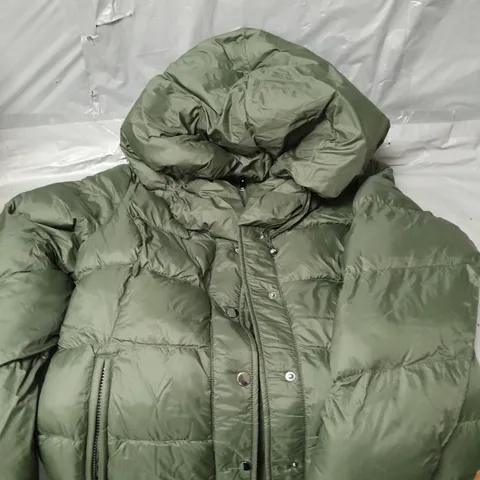 V BY VERY PADDED SHORT COAT WITH DOUBLE COLLAR - KHAKI - SIZE 10