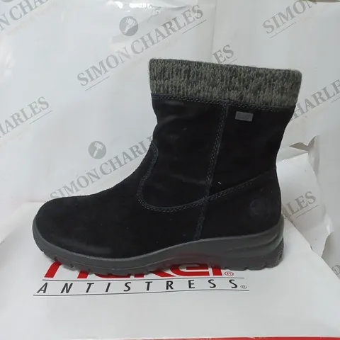 BOXED RIEKER ANTISTRESS WATER RESISTANT ANKLE BOOTS, BLACK - SIZE 6
