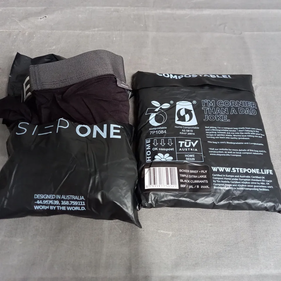 STEP ONE X2 BOXER BRIEF + FLY IN BLACK CURRENTS SIZE 3XL