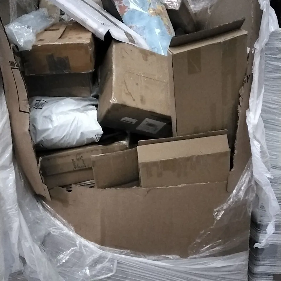 PALLET OF ASSORTED ITEMS INCLUDING KITCHEN FAUCET, GIANT BLANKET, FOLDING WARDROBE, BATH RACK AND STAND MIXER