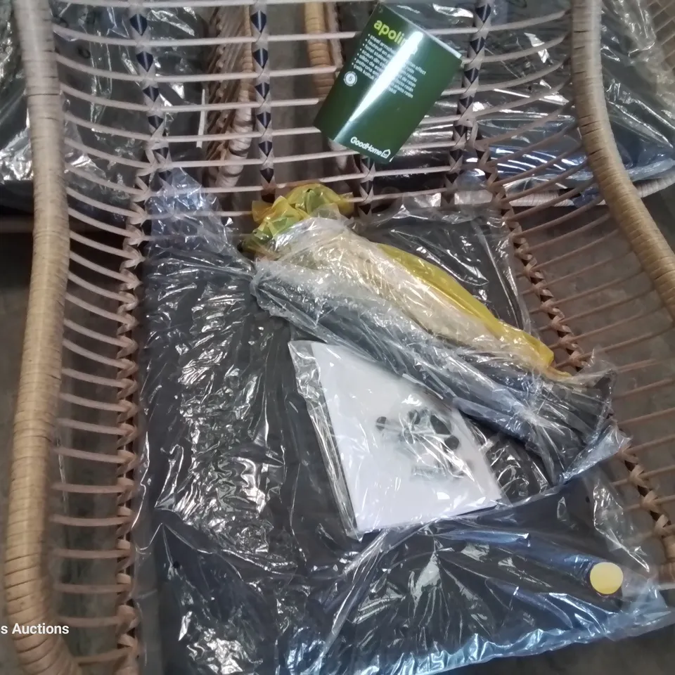 SET OF THREE GOODHOME APOLIMA RATTAN EFFECT ARMCHAIRS WITH SEAT CUSHIONS