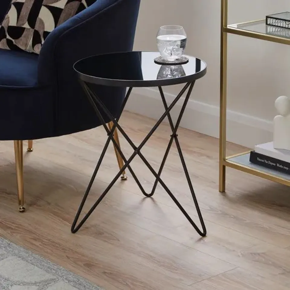 BOXED ZOEY BLACK SIDE TABLE BLACK TOP 