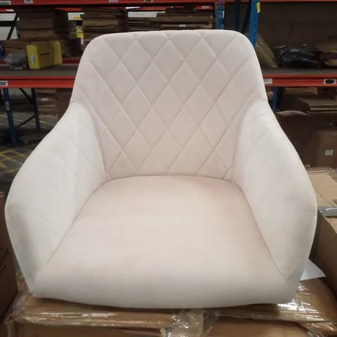 BOXED UPHOLSTERED FABRIC DINING CHAIRS - CREAM 