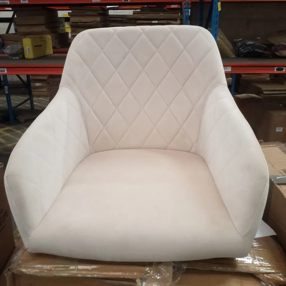 BOXED UPHOLSTERED FABRIC DINING CHAIRS - CREAM 