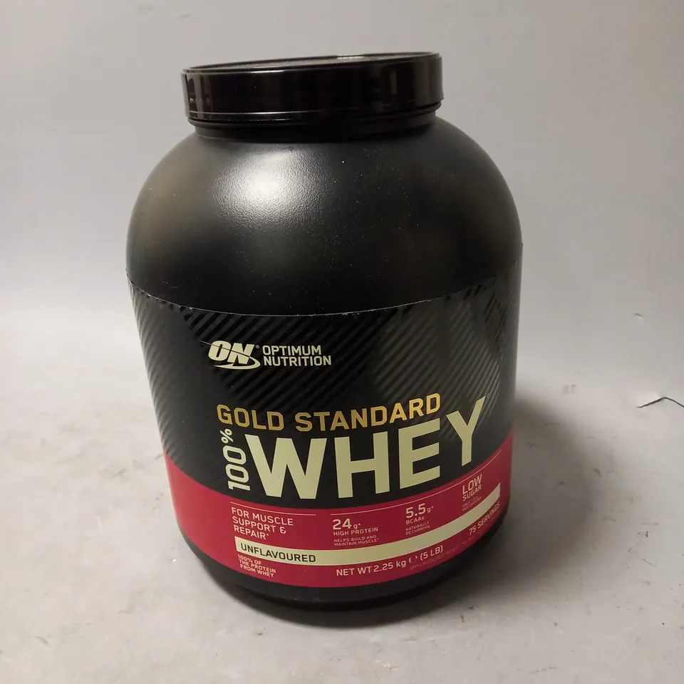 SEALED OPTIMUM NUTRITION GOLD STANDARD WHEY - UNFLAVOURED - 2.25KG 