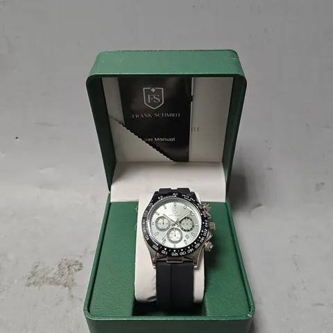 FRANK SCHMIDT WATCH – MULTI FUNCTION SUB DIALS WITH DATE – HQ RUBBER SPORTS STRAP – 3ATM WATER RESISTANT – GIFT BOX INCLUDED