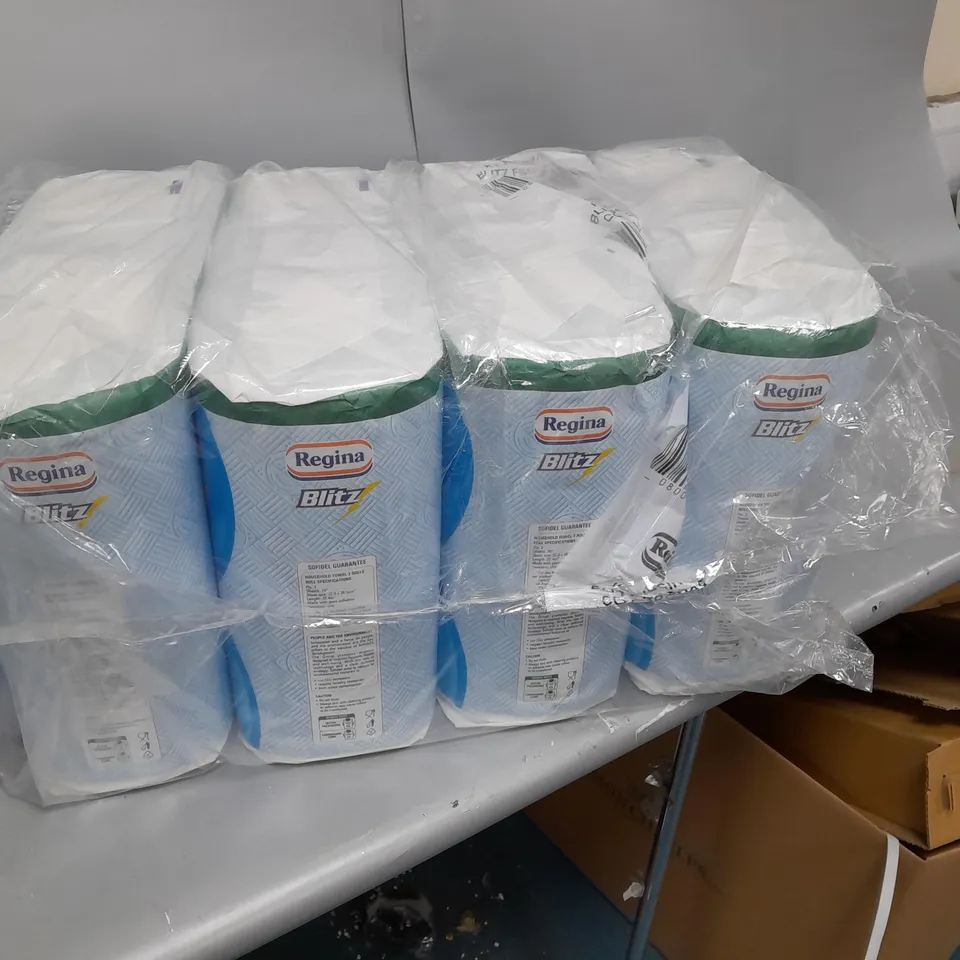 PACK OF 4 X 3 ROLLS REGINA BLITZ HOUSEHOLD PAPER ROLLS