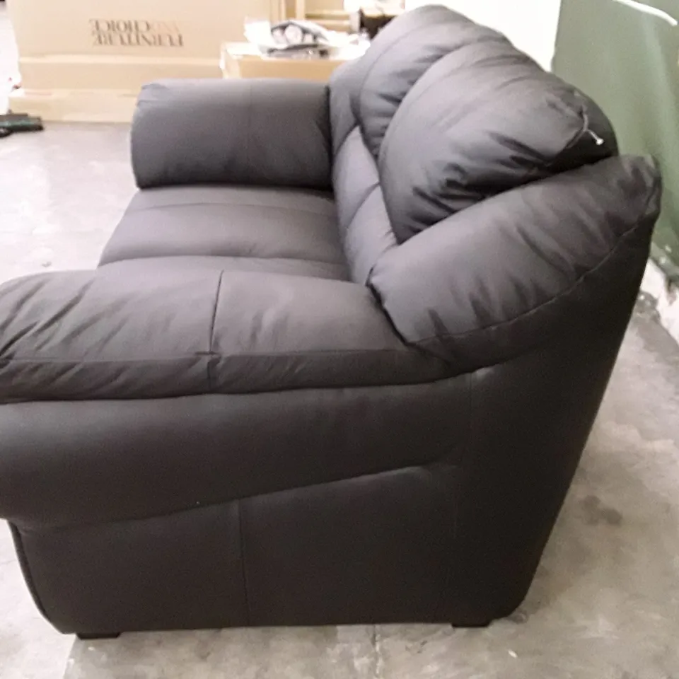 QUALITY DESIGNER NAPLES 2 SEATER SOFA - BLACK LEATHER