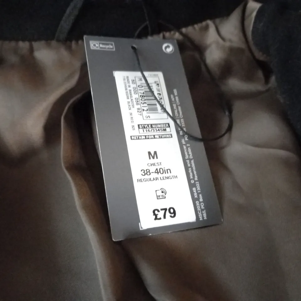 M&S BLACK BUTTON FRONT JACKET - M 38/40"