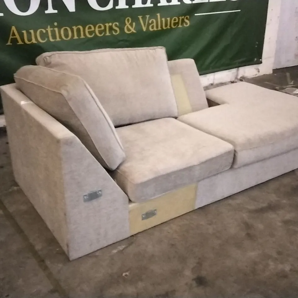 QUALITY BRITISH DESIGNER MINK FABRIC CORNER GROUP CHAISE SECTION