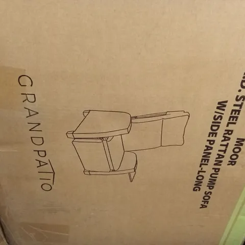 BOXED GRANDPATIO KD STEEL RATTAN PUMP SOFA W/SIDE PANEL LONG (1 BOX)