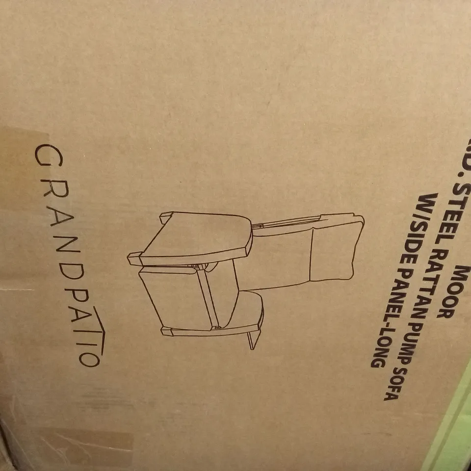BOXED GRANDPATIO KD STEEL RATTAN PUMP SOFA W/SIDE PANEL LONG (1 BOX)