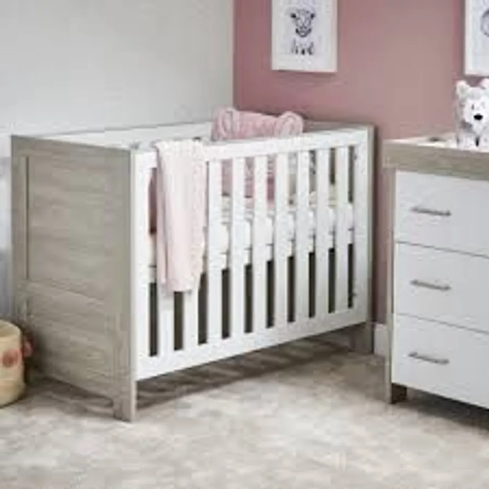 BOXED OBABY NIKA COT BED - GREY WASH & WHITE (2 BOXES)
