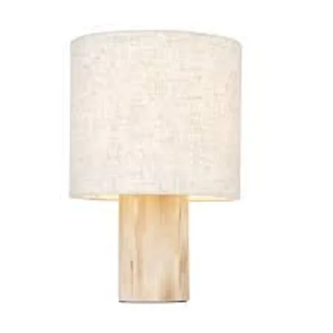 BOXED ENDON DURBAN 1 LIGHT TABLE LAMP NATURAL EUCALYPTUS WOOD & NATURAL LINEN