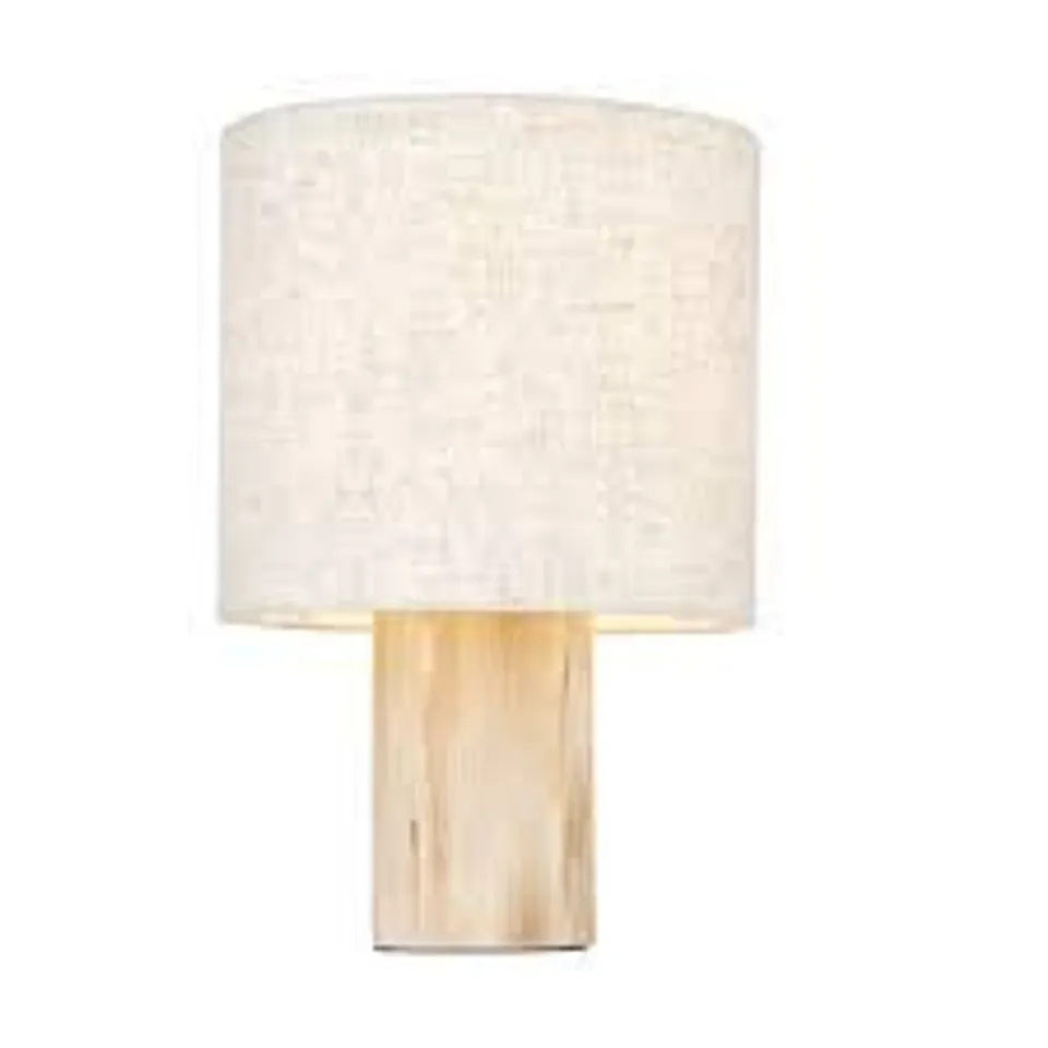 BOXED ENDON DURBAN 1 LIGHT TABLE LAMP NATURAL EUCALYPTUS WOOD & NATURAL LINEN