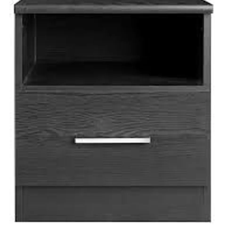 BOXED PANAMA 1 DRAWER BEDSIDE TABLE GREY RRP £45