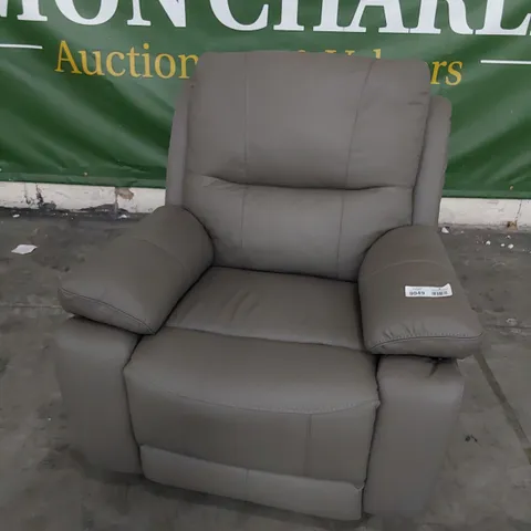DESIGNER POWER RECLINING EASY CHAIR GREY LEATHER