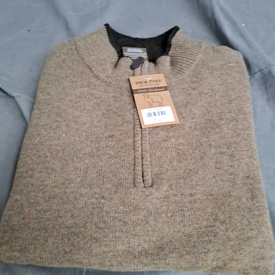 JACK PYKE OF ENGLAND ASHCOMBE LAMBWOOL JUMPER BROWN SIZE MEDIUM