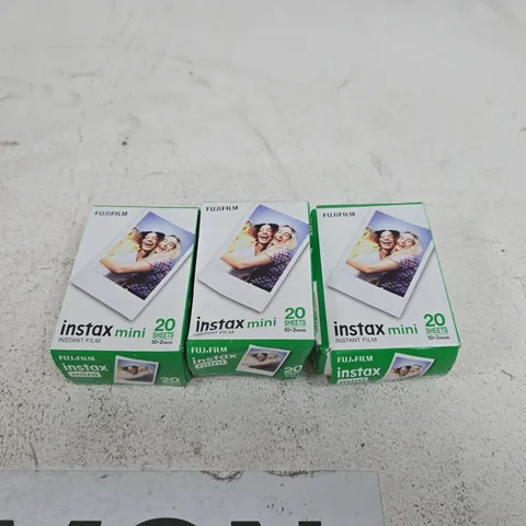 SET OF 3 FUJIFILM INSTAX MINI INSTANT FILM 20 SHEETS