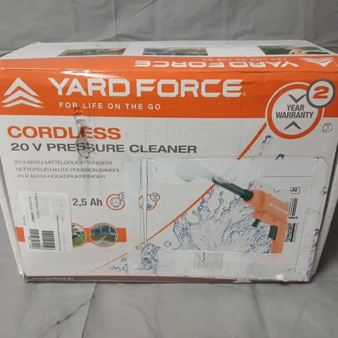 YARD FORCE CORDLESS 20V PRESSURE CLEANER – 2.5AH BATTERY KIT