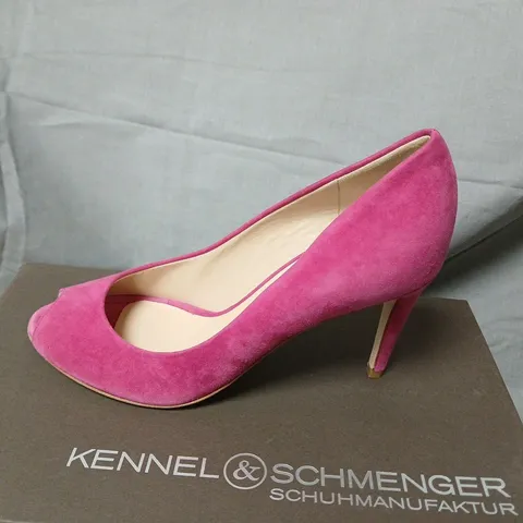 KENNEL & SCHMENGER PINK SUEDE PEEP-TOE HIGH HEELS, UK 4
