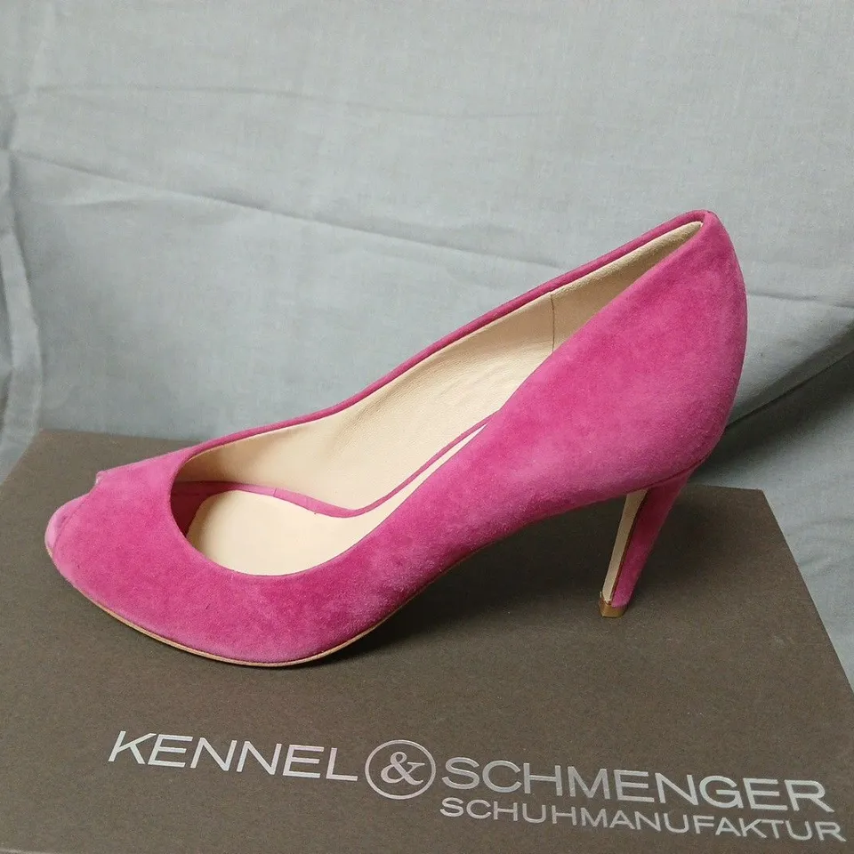 KENNEL & SCHMENGER PINK SUEDE PEEP-TOE HIGH HEELS, UK 4