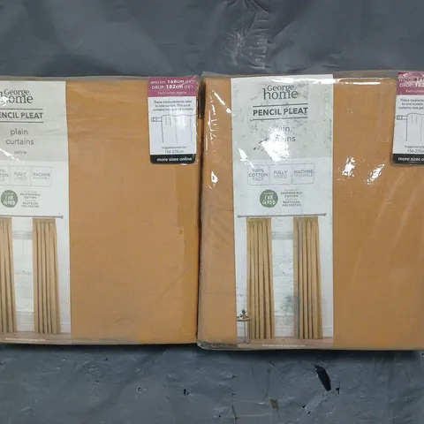 BOX OF APPROXIMATELY 8 ASSORTED PENCIL PLEAT CURTAINS IN OCHRE (SIZES MAY VARY) - COLLECTION ONLY