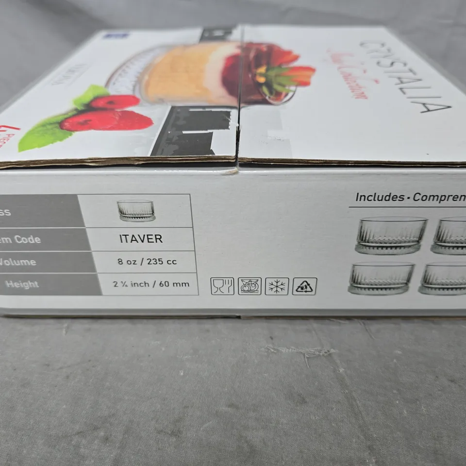 CRYSTALIA ITALY COLLECTION VERONA GLASS DESSERT SET – 4 PIECES