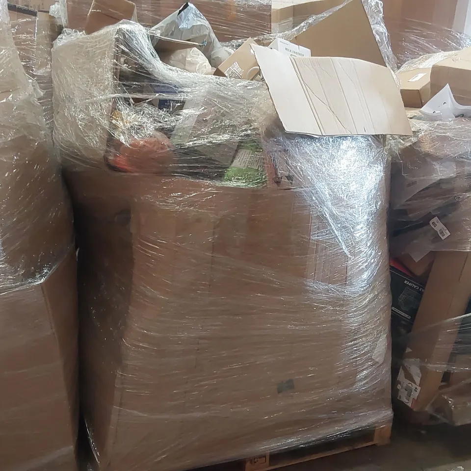 PALLET CONTAINING VARIOUS ASSORTED ITEMS TO INCLUDE: KETTLES, MILK FROTHER, INSECT REPELLENT ECT