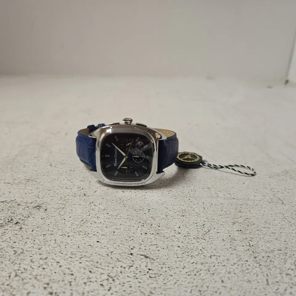 MANN EGERTON WRISTWATCH WITH BLUE LEATHER STRAP – BOXED