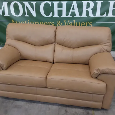 QUALITY BRITISH DESIGNER G PLAN STRATFORD TWO SEATER SOFA REGENT SAND LEATHER
