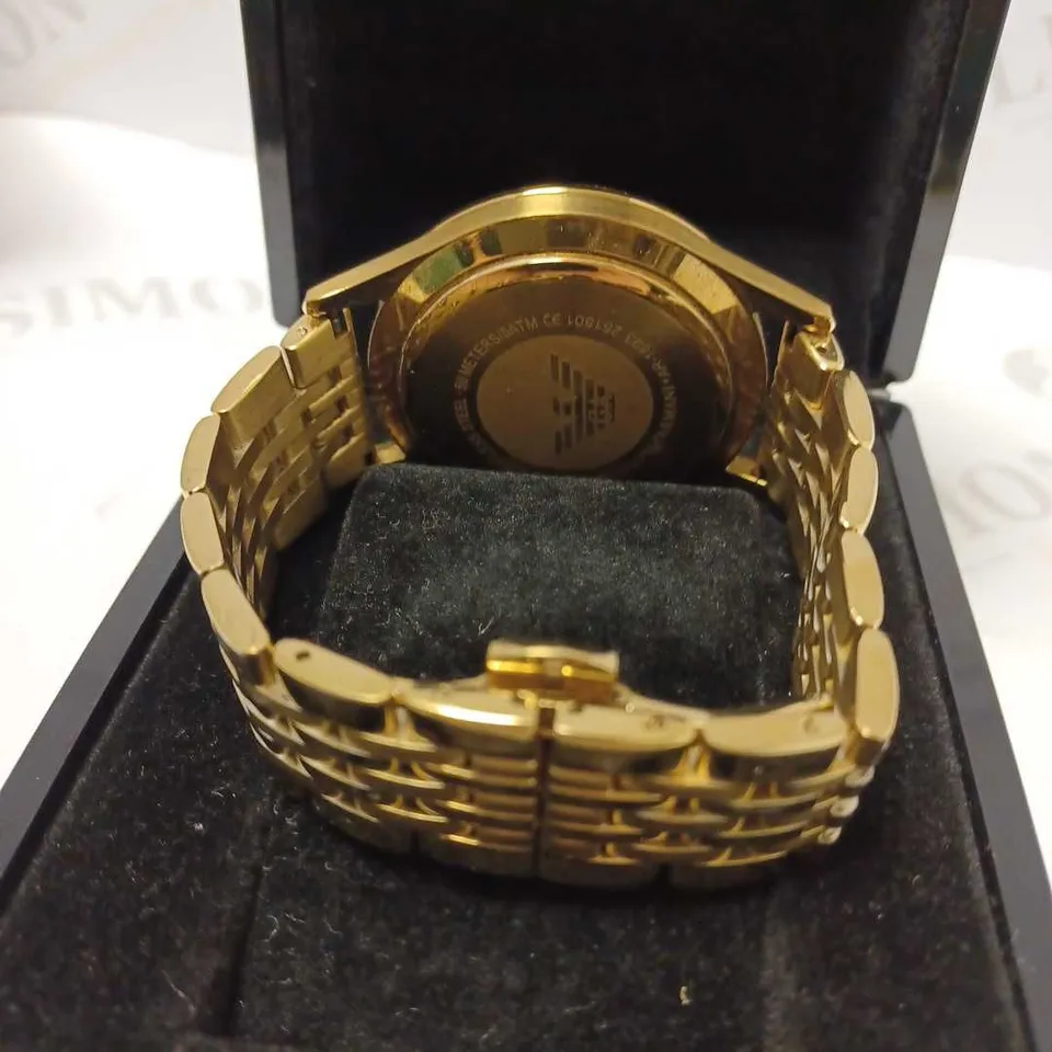 EMPORIO ARMANI BLACK TRIPLE DIAL BRACELET WRISTWATCH