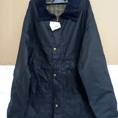RYDALE CAWOOD LINED WAX JACKET IN NAVY - LARGE